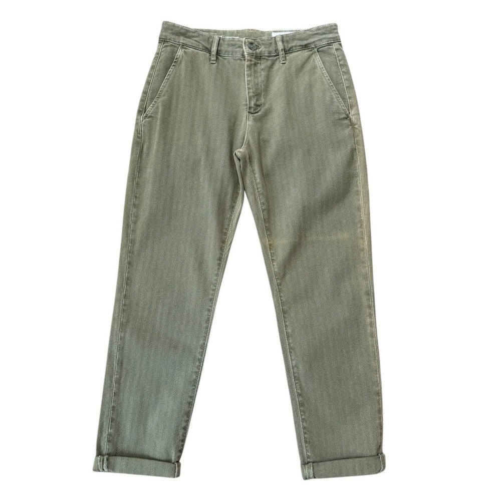 AG Adriano Goldschmied Caden Tailored Trouser Olive Green Herringbone Pants 4 27